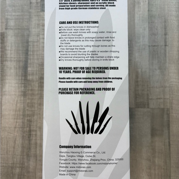 17 Piece Midone Stainless Steel Kitchen Knife Set Including Stand - Picture 4 of 4